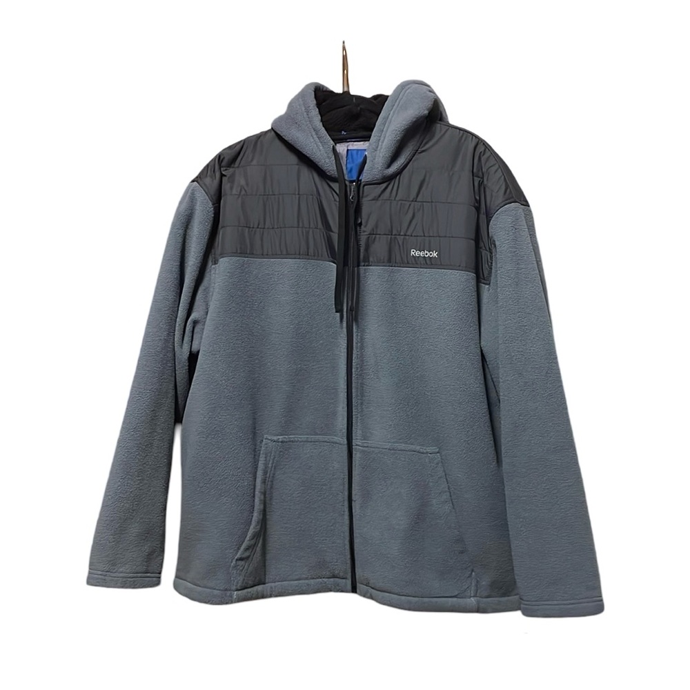 Reebok Men’s Fleece Jacket - Gray & Black - Size L